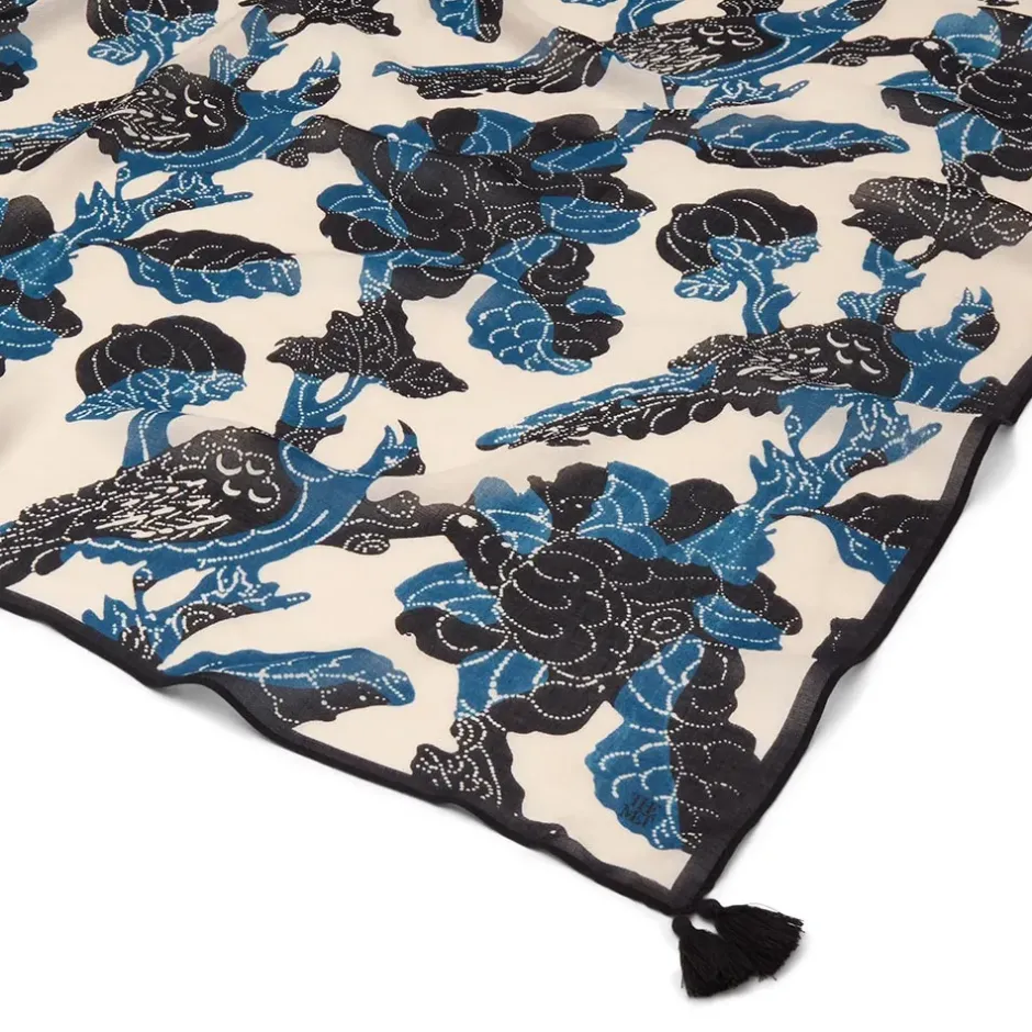 The Metropolitan Museum of Art Scarves & Wraps*Blue & White Stylized Birds Oversize Oblong Scarf