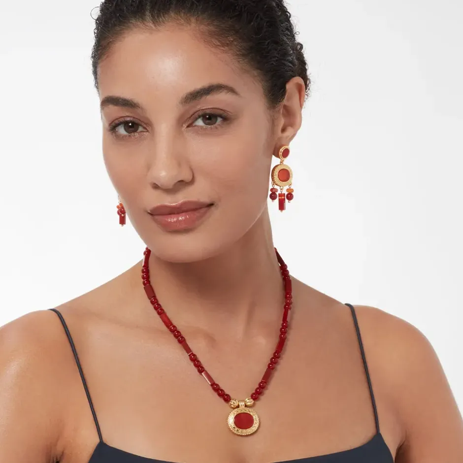 The Metropolitan Museum of Art Jewelry Sets*Classical Carnelian Pendant Necklace And Chandelier Earrings Set