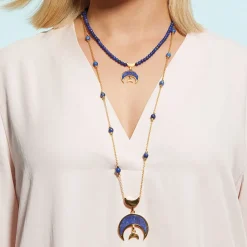 The Metropolitan Museum of Art Necklaces*Fatimid Lapis Crescent Long Beaded Chain Pendant Necklace