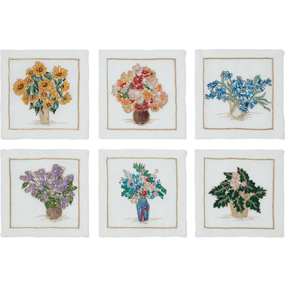 The Metropolitan Museum of Art Tableware*Kim Seybert Embroidered Bouquets Linen Cocktail Napkin Set