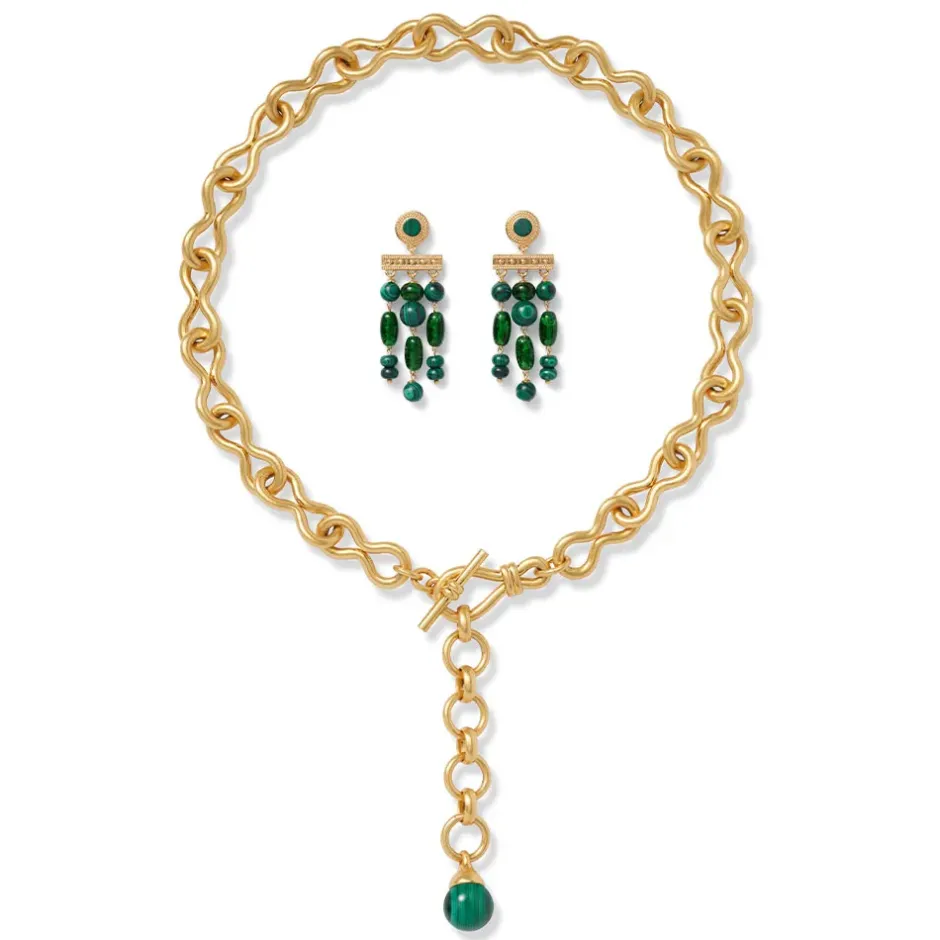 The Metropolitan Museum of Art Jewelry Sets*Roman Malachite Statement Necklace And Chandelier Earrings Set