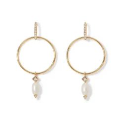 The Metropolitan Museum of Art Earrings*Royal Tudor Forward-Facing Hoop Earrings With Pearl Drops