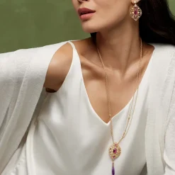 The Metropolitan Museum of Art Jewelry Sets*Turkish Amethyst Long Pendant Necklace And Statement Earrings Set